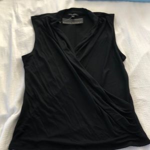 Black faux wrap sleeveless top